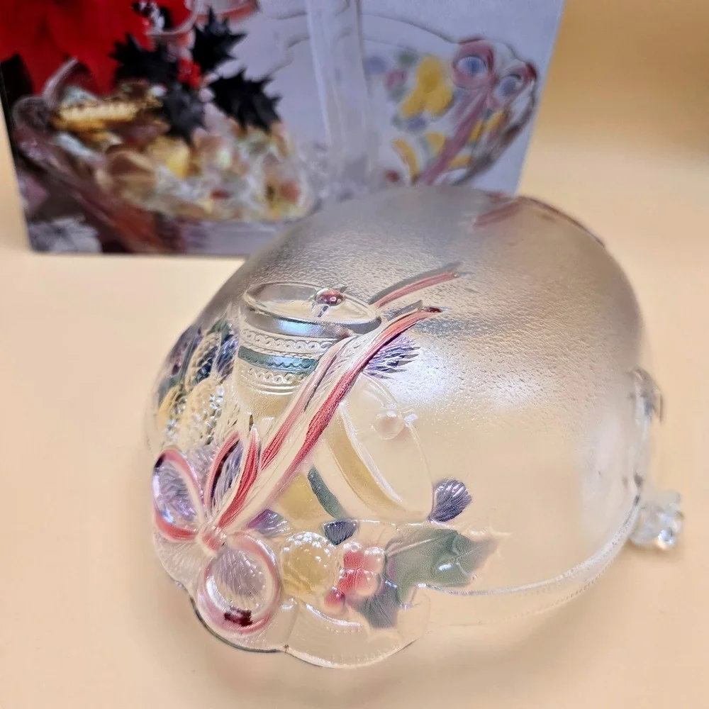 Mikasa Festive Bells Glass Basket‎ with Handle Christmas WY160/524 Japan Clear